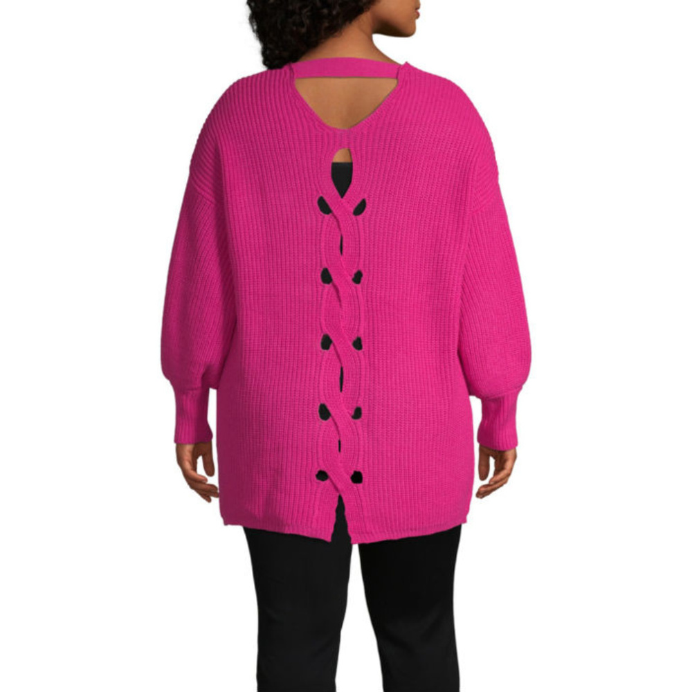 Oversized Hot Pink Plus Size Sweater